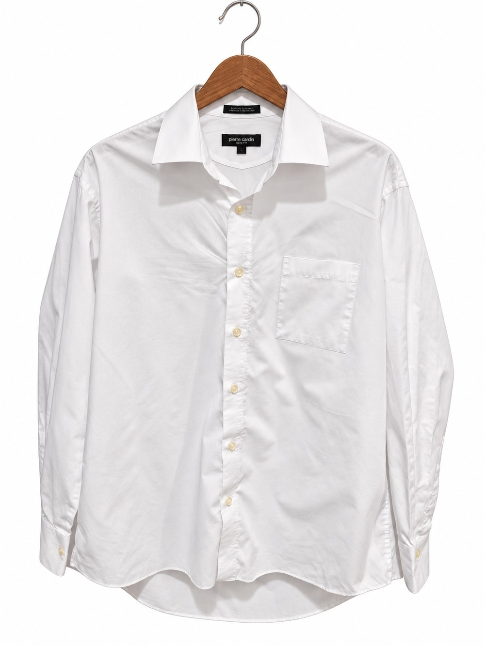 Pierre Cardin Men’s L 16-16.5 32/33 White Slim Fit Dress Shirt